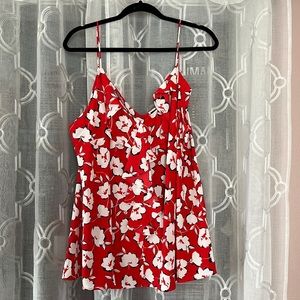 Red and White Poppy Ruffle Summer Tank NEVER WORN